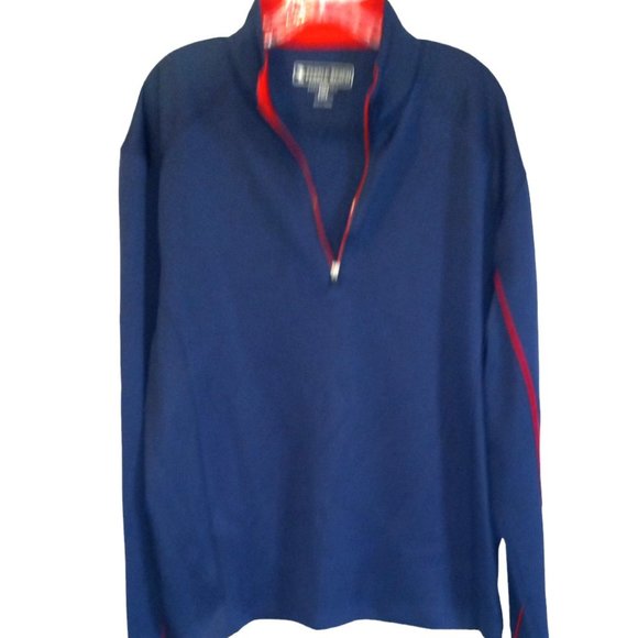 Pebble Beach Men’s Golf Jacket Med Navy Blue Red 1/4 Zip Pullover Performance - Picture 5 of 11